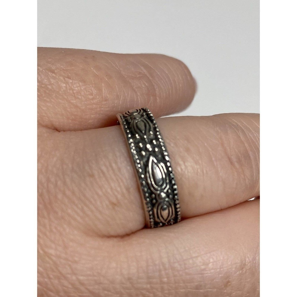 925 NF Thailand Ring Sterling Silver Band Design Women’s Size 9 3.63g - Picture 6 of 12